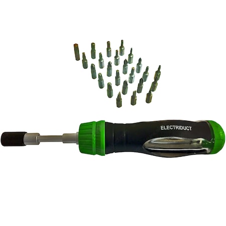 Electriduct Ratchet Screwdriver Set w/ Telescoping Extension- 25 Pieces TL-ED-H-RT24